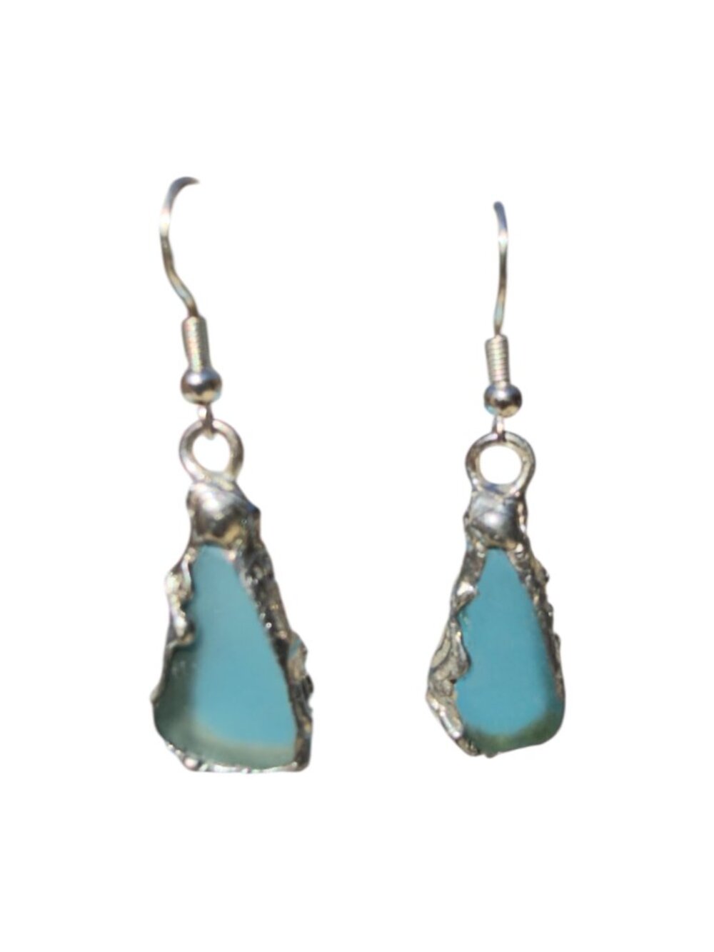 West Coast Sea Glass & Silver Dangle Earrings | 925 Hooks | Alma Antigua - Picture 12 of 12